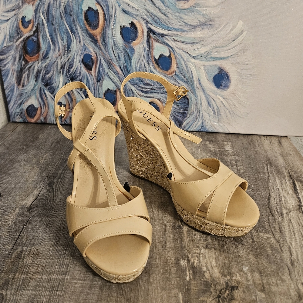 Guess Beige Wedge Heels